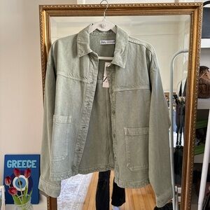 BRAND NEW Zara Jean jacket in light green/sage
